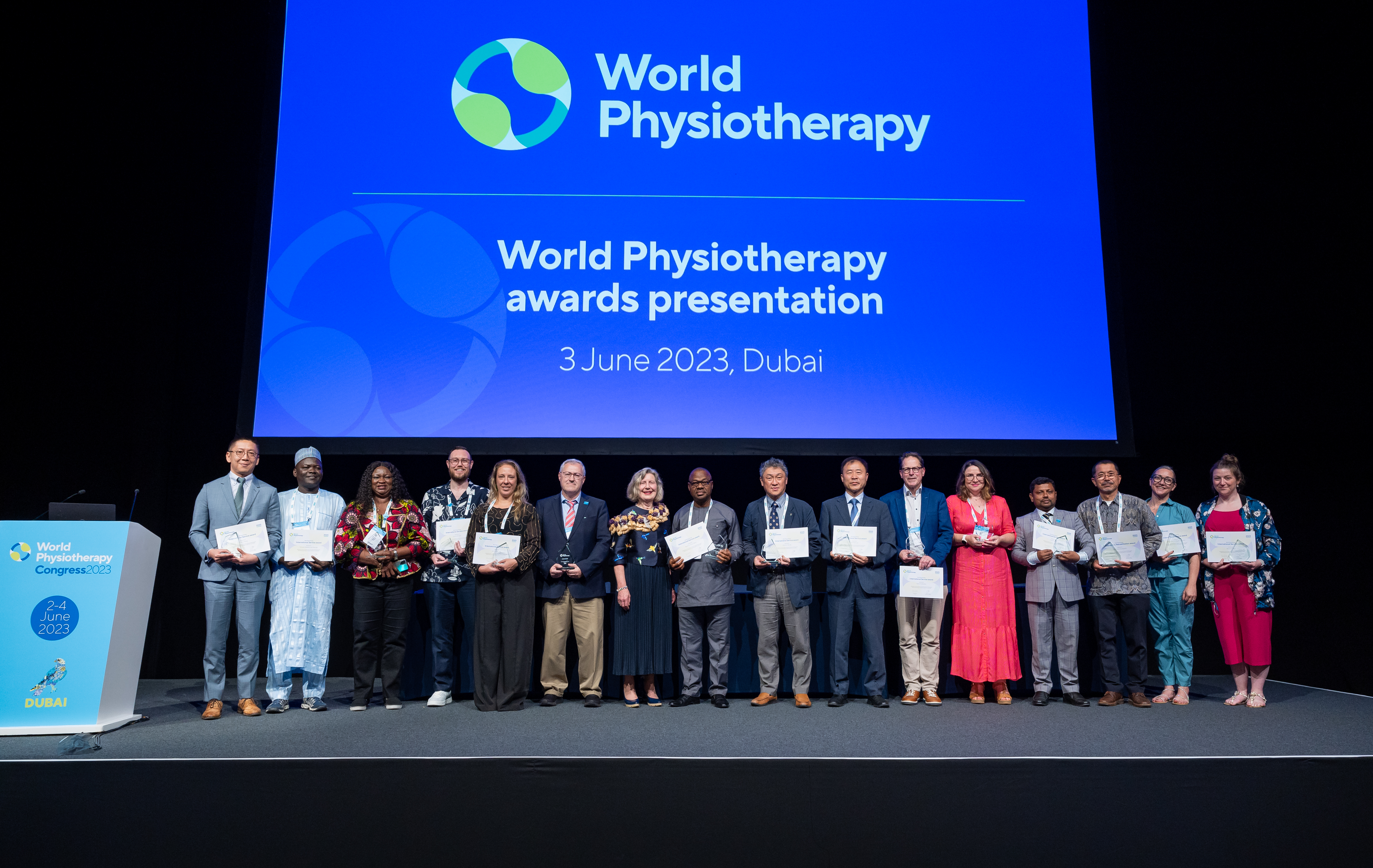 Lauréats lors de la remise des prix mondiaux de physiothérapie