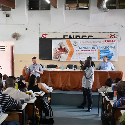 Photograph showing CEO at a workshop in Mali as part of the SUDA project