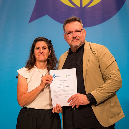 Photo of Mike Landry at signing of MOU with Humanity & Inclusion