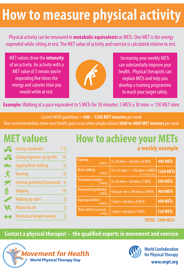 Thumbnail image for World PT Day 2017 infographic: how to measure physical activity in English