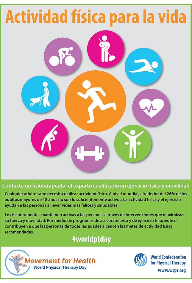 Thumbnail image for World PT Day 2017 poster: physical activity for life in English