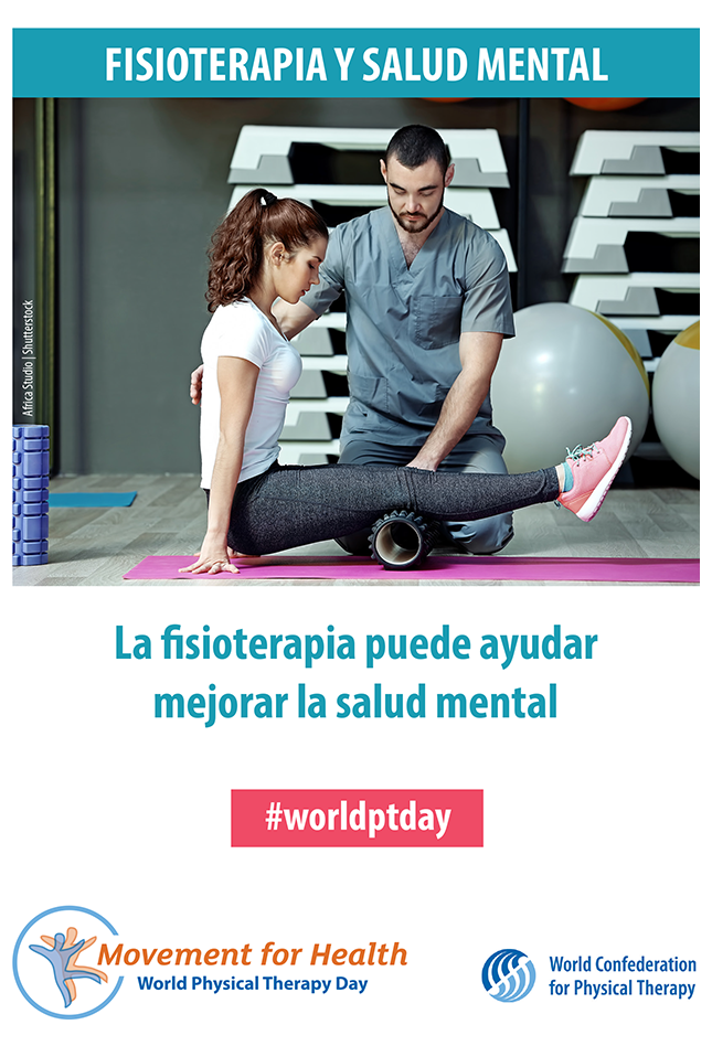 Gambar mini selebaran Hari PT Sedunia 2018: terapi fisik dan kesehatan mental dalam bahasa Spanyol