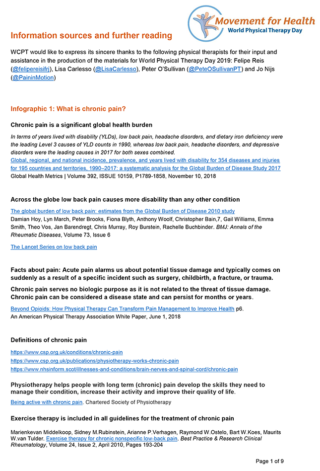 Thumbnail graphic of information sources for World PT Day 2019