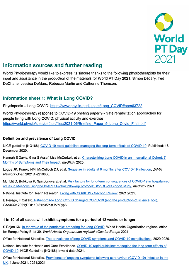 Image of World PT Day 2021 information sources