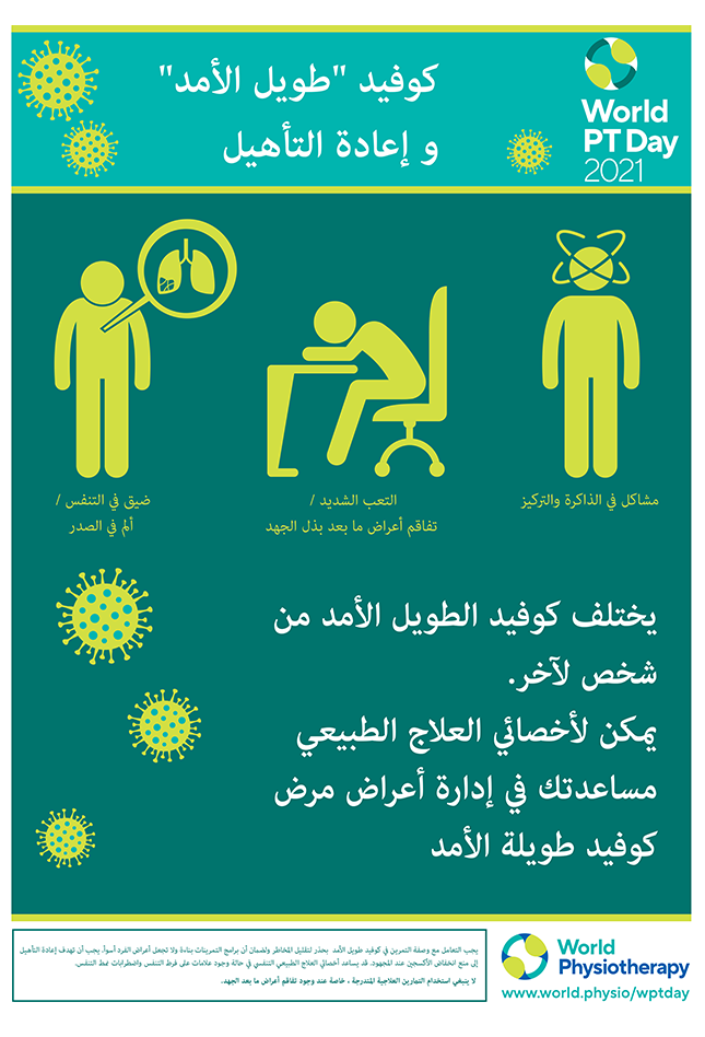 Imagen del póster 2021 del Día Mundial del PT 1 en árabe