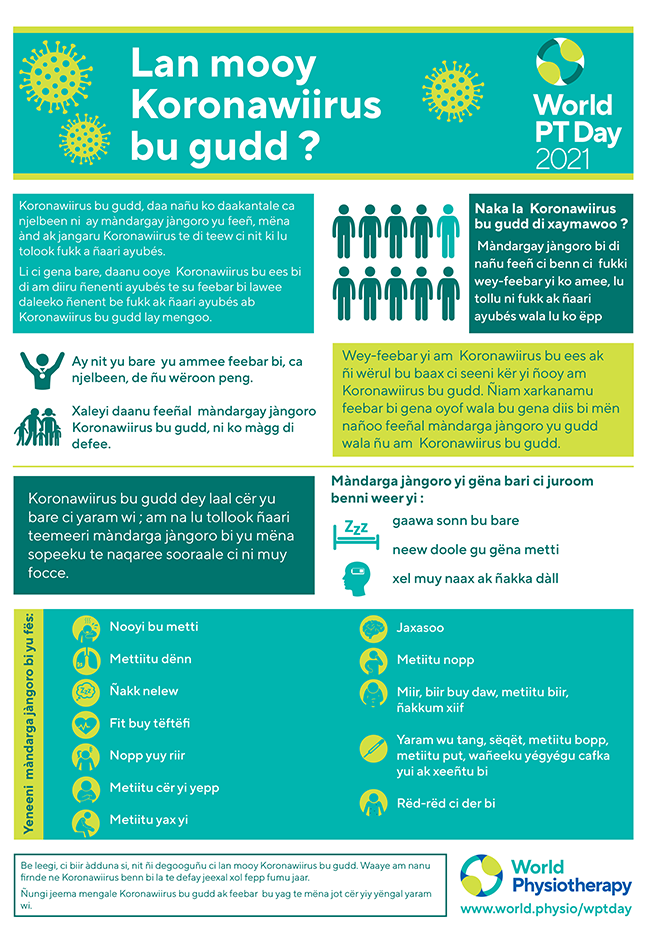 Image of World PT Day 2021 information sheet 1 in Wolof