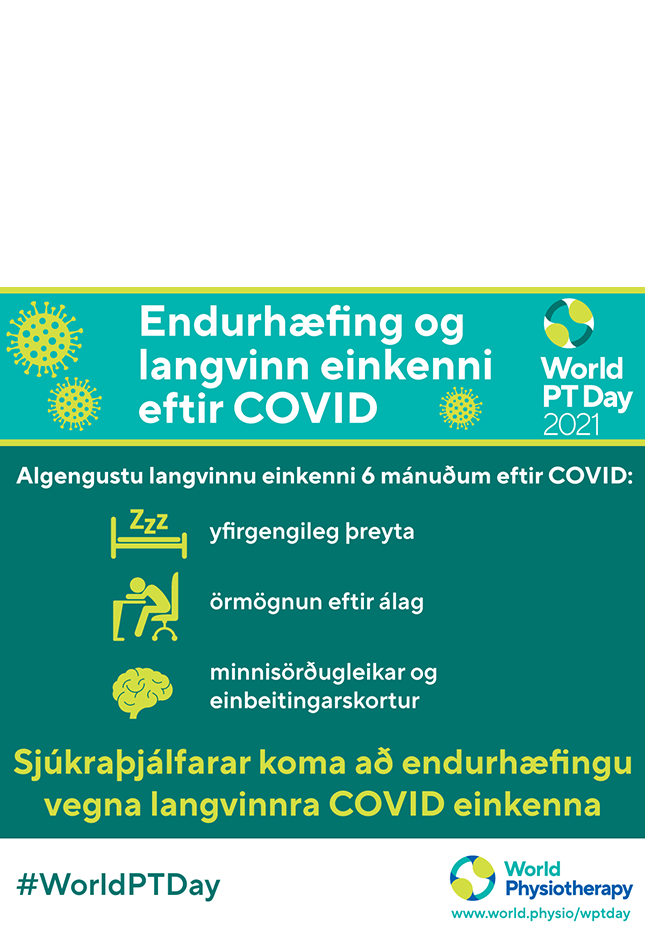 Image of social media graphic in Icelandic for World PT Day 