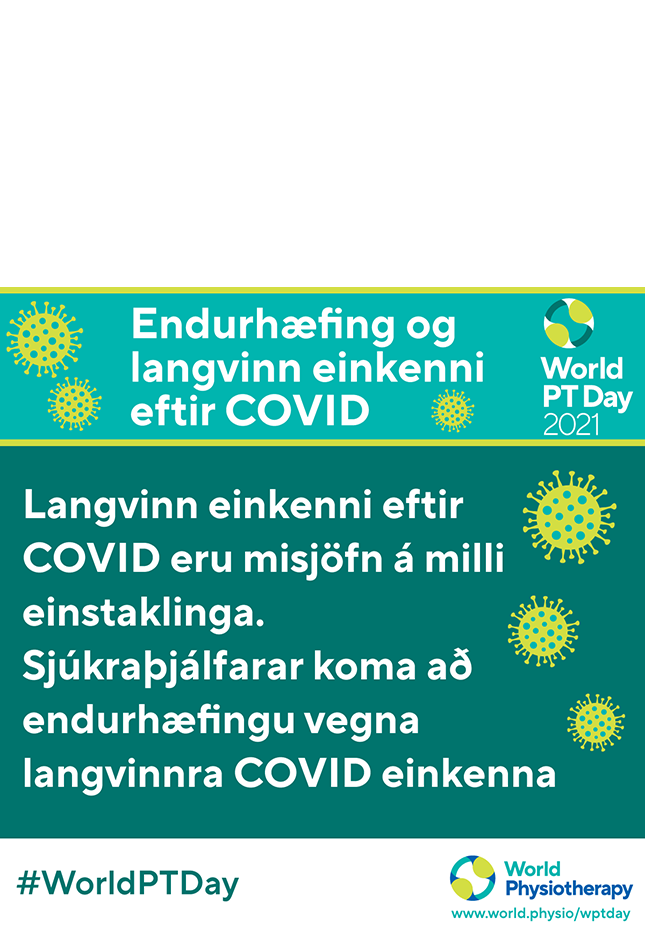 Image of social media graphic in Icelandic for World PT Day 2021