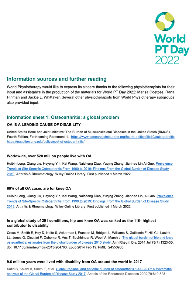 Thumbnail image of World PT Day 2022 information sources