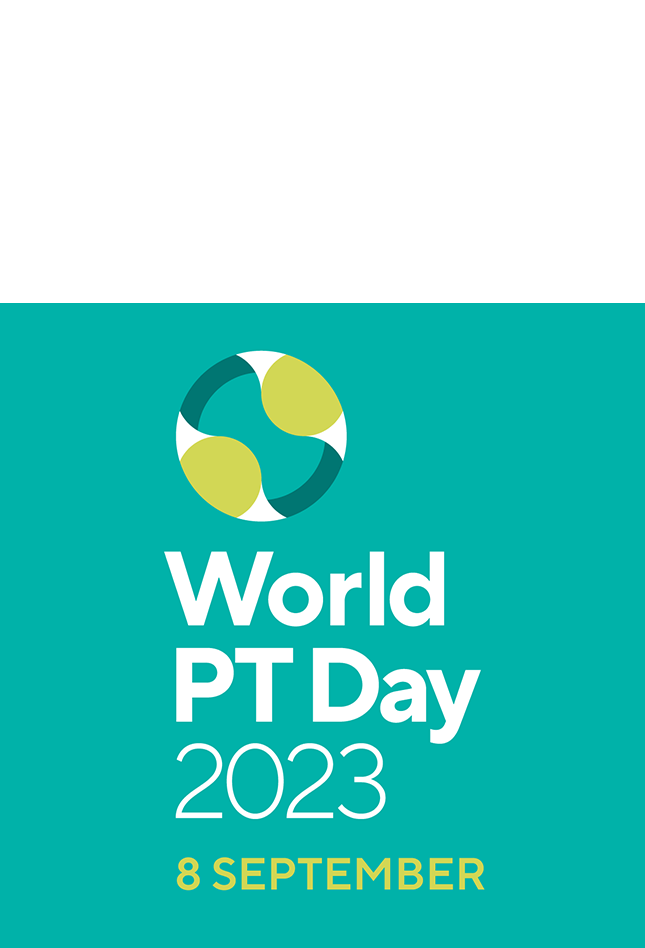 Immagine del logo della Giornata mondiale del PT 2023 per i social media