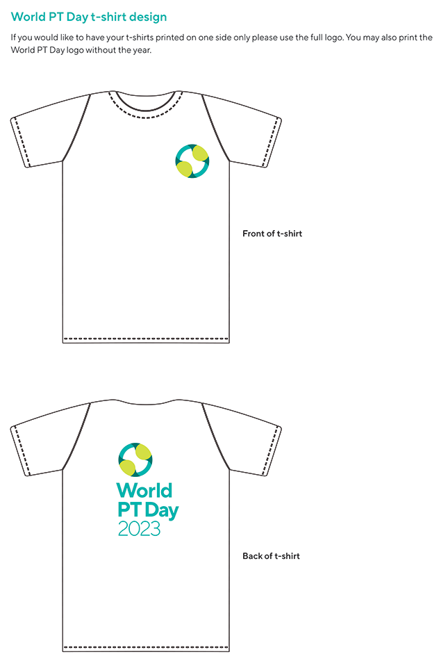 Immagine del design della maglietta della Giornata mondiale del PT 2023