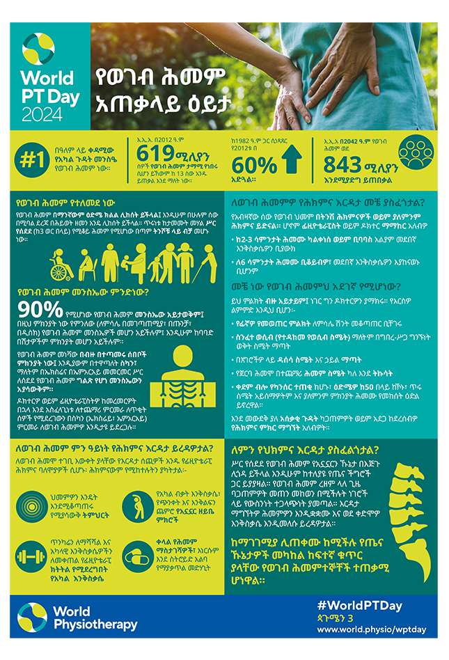 WPTD2024-InfoSheet1-የወገብ ሕመም  አጠቃላይ ዕይታ