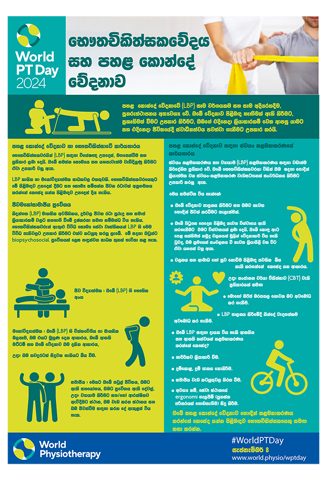 WPTD2024-InfoSheet3-භෞතචිකිත්සකවේදය සහ පහළ කොන්දේ වේදනාව