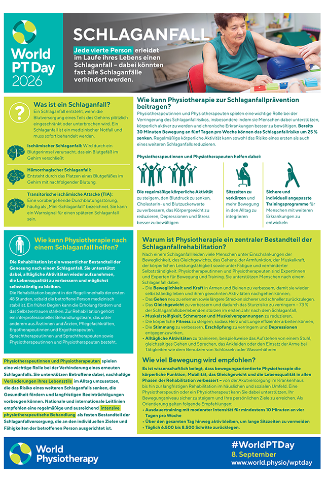Thumbnail graphic for World PT Day 2026 information sheet 2 in German