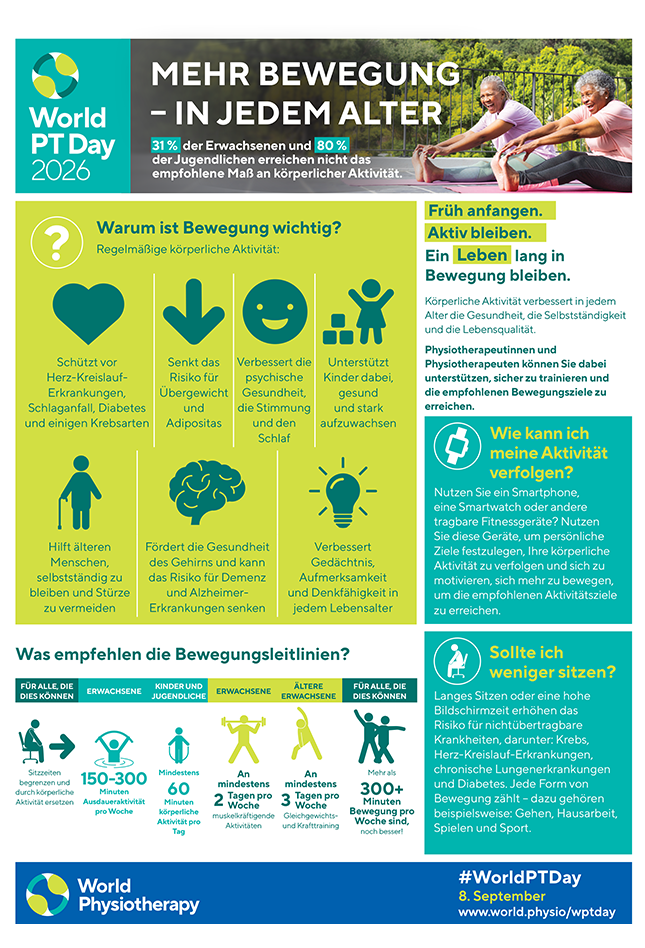 Thumbnail graphic for World PT Day 2026 information sheet 4 in German