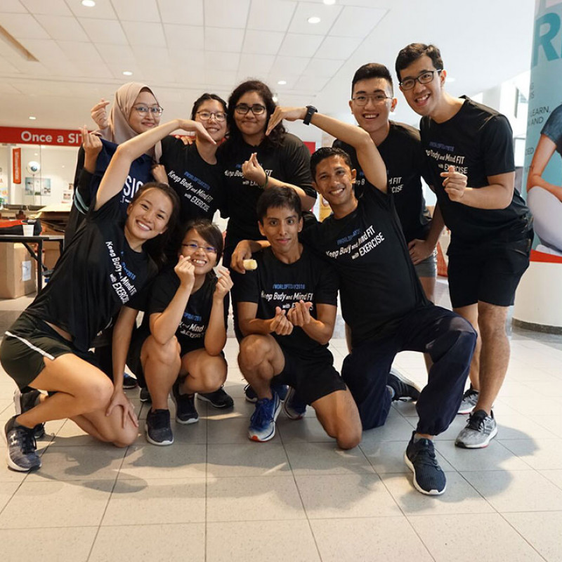 Photograph showing a celebration held in Singapore to mark World PT Day 2018