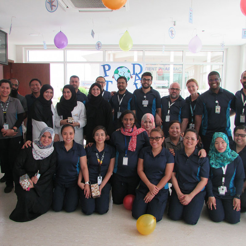 Photograph showing a celebration held in the United Arab Emirates to mark World PT Day 2018