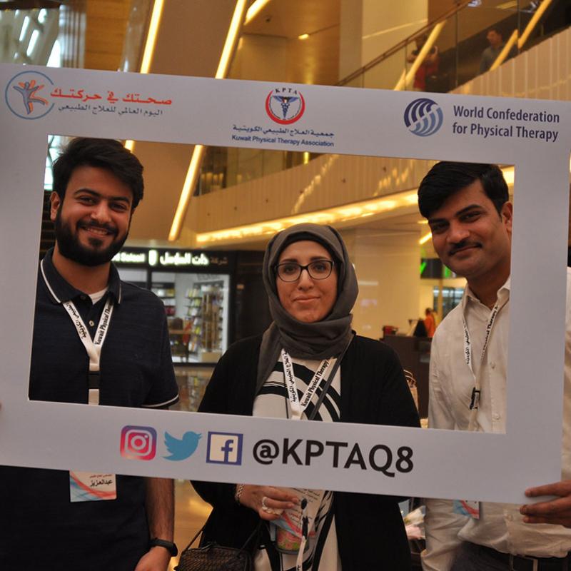 Photograph showing a celebration held in Kuwait to mark World PT Day 2019