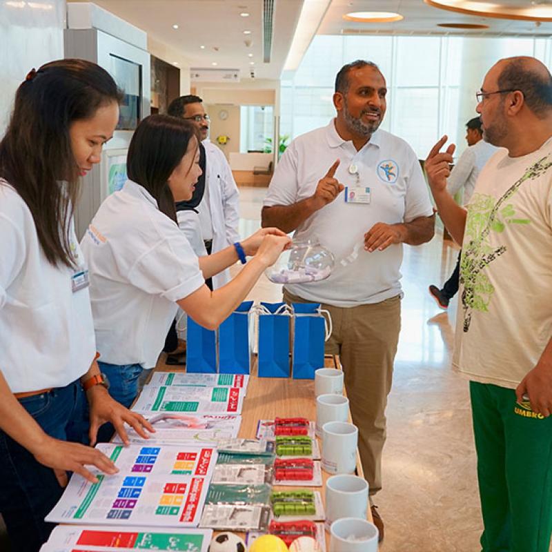 Photograph showing a celebration held in Qatar to mark World PT Day 2019