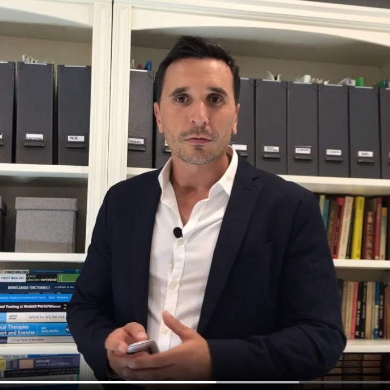 Cuplikan video dengan pesan dari presiden Asosiasi Fisioterapis Spanyol