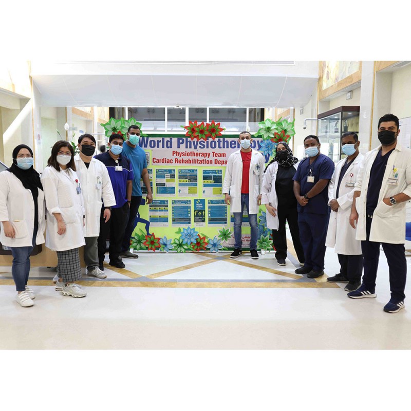 Photograph of activities held at Heart Hopsital in Qatar to mark World PT Day 2021