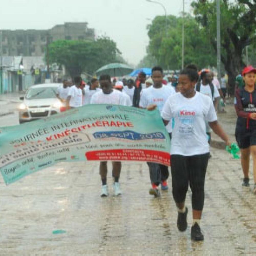 Photograph showing a celebration held in Benin to mark World PT Day 2018