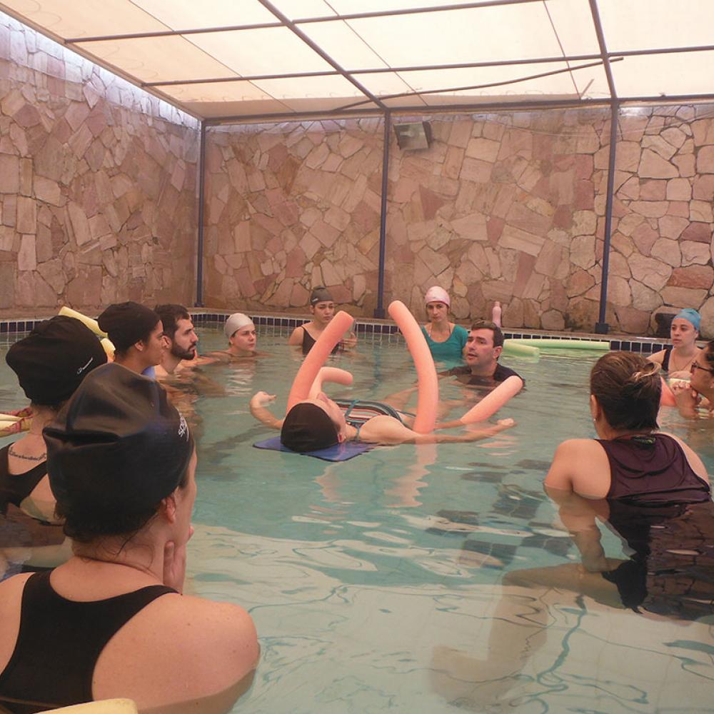 Photograph showing a celebration held in Brazil to mark World PT Day 2018