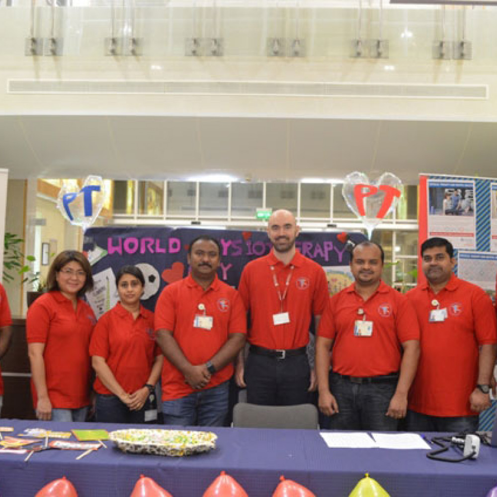 Photograph showing a celebration held in Qatar to mark World PT Day 2018