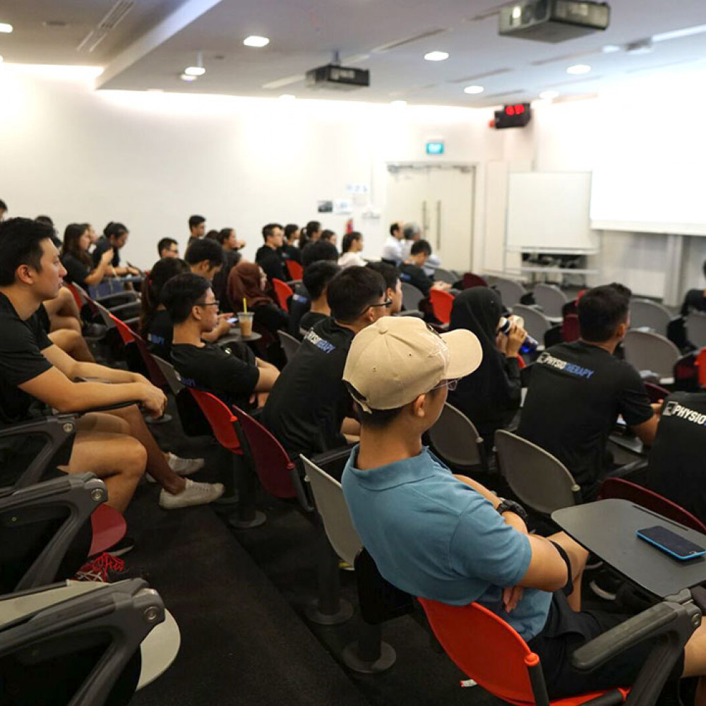 Photograph showing a celebration held in Singapore to mark World PT Day 2018