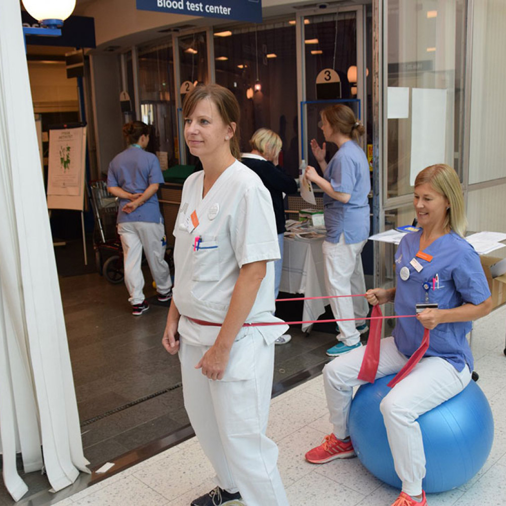 Photograph showing a celebration held in Sweden to mark World PT Day 2018