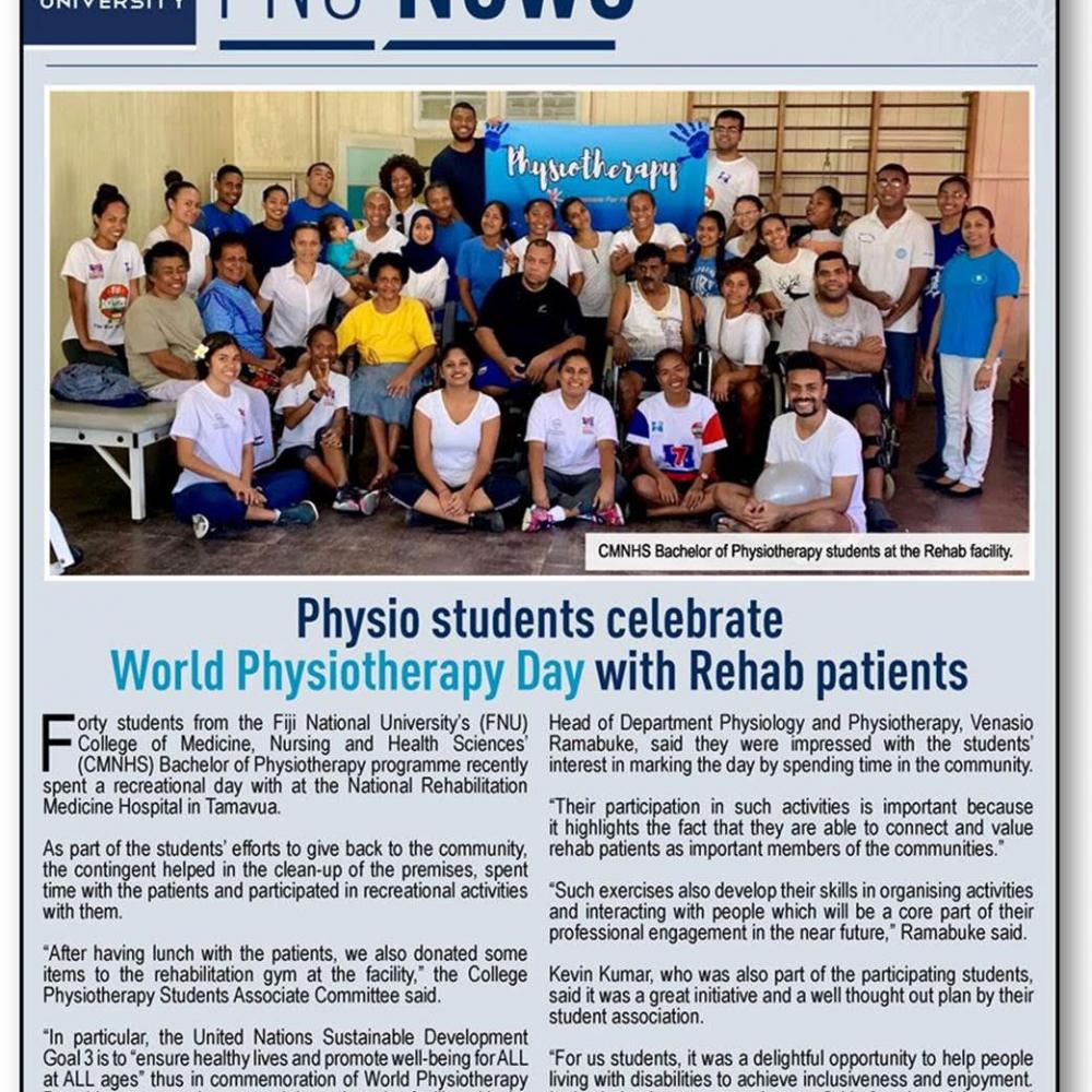 Photograph showing a celebration held in Fiji to mark World PT Day 2019