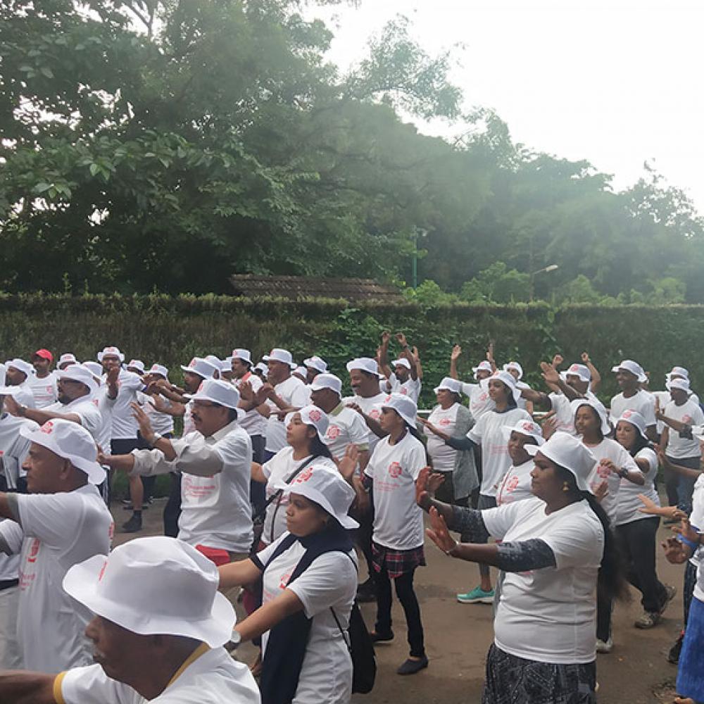 Photograph showing a celebration held in India to mark World PT Day 2019