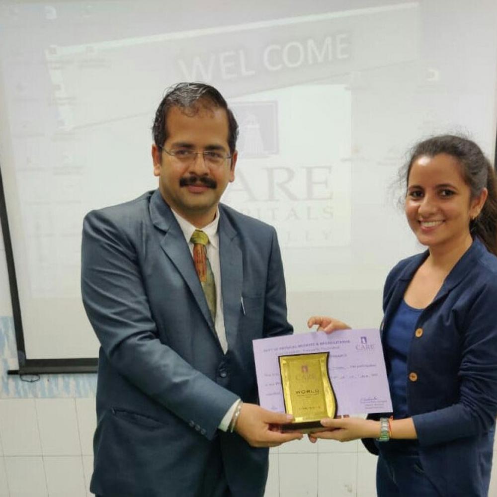 Photograph showing a celebration held in India to mark World PT Day 2019