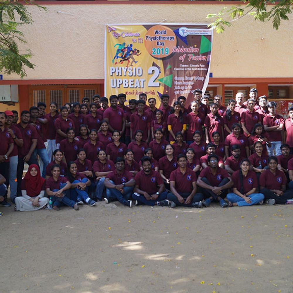 Photograph showing a celebration held in India to mark World PT Day 2019