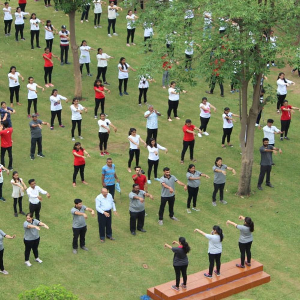 Fotografía que muestra una celebración celebrada en India para conmemorar el Día Mundial del PT 2019