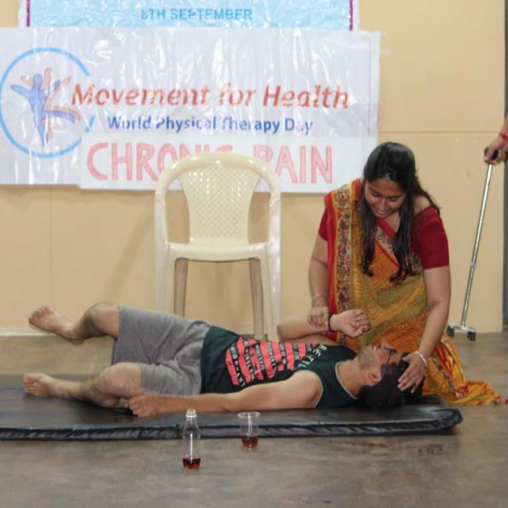 Photograph showing a celebration held in India to mark World PT Day 2019