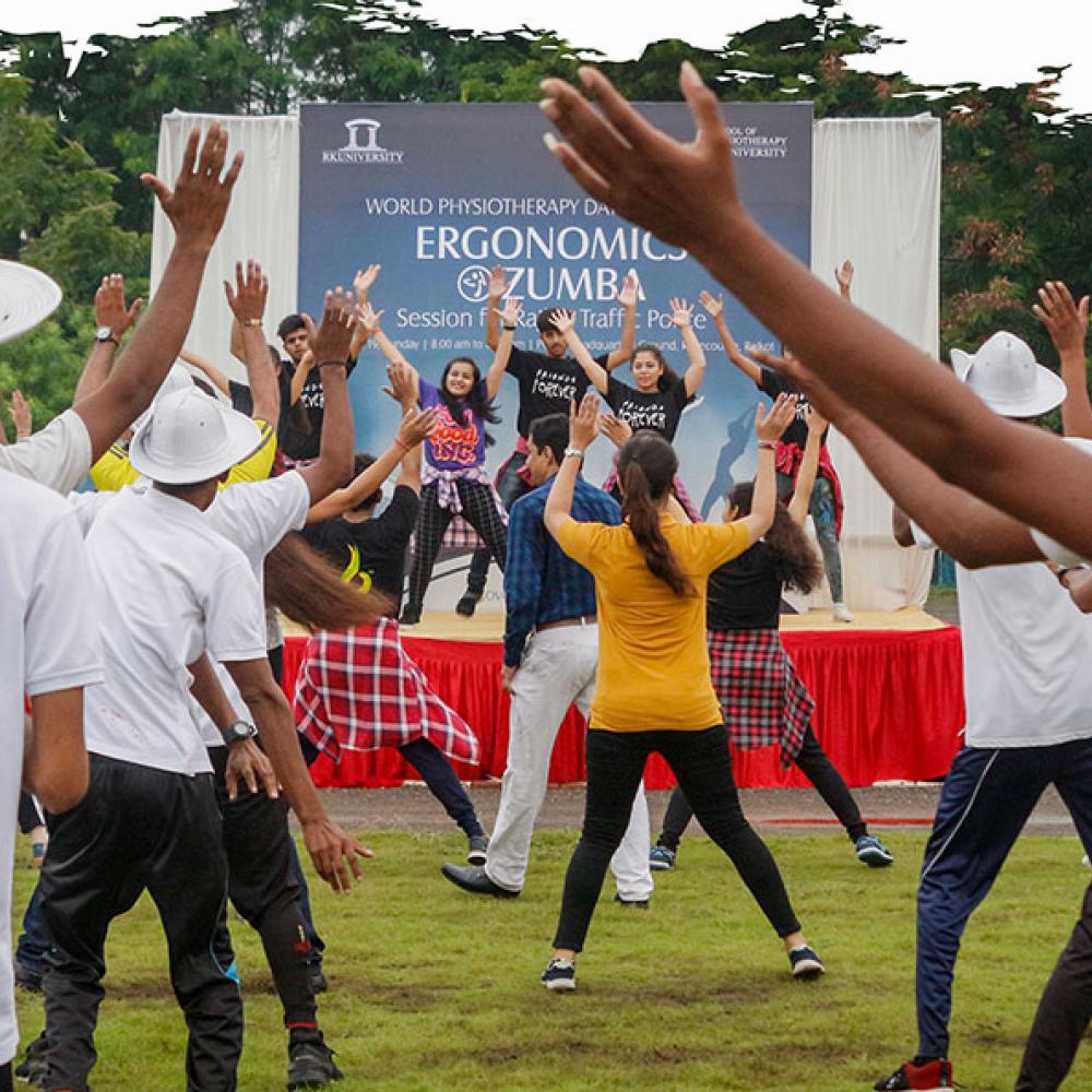 Photograph showing a celebration held in India to mark World PT Day 2019