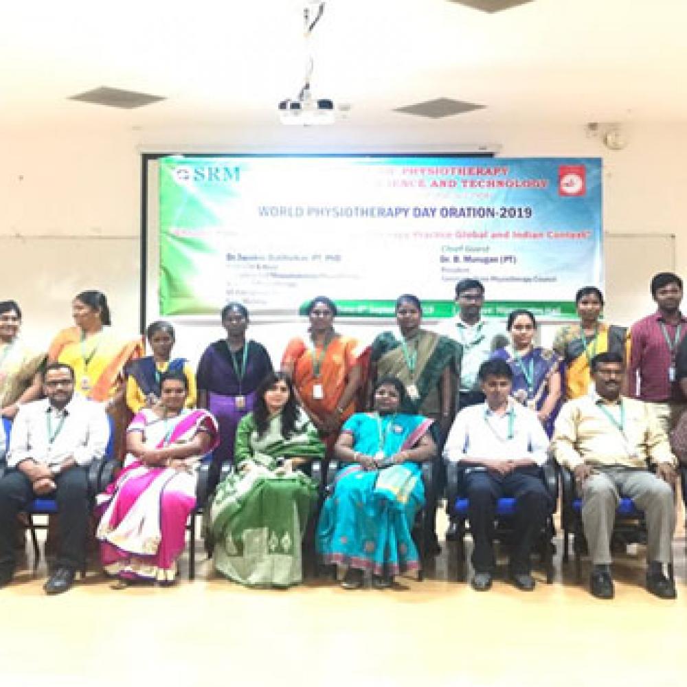 Photograph showing a celebration held in India to mark World PT Day 2019