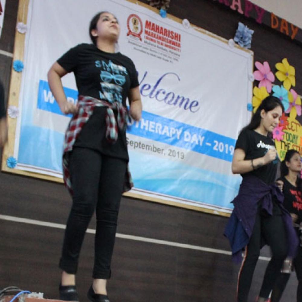 Photograph showing a celebration held in India to mark World PT Day 2019