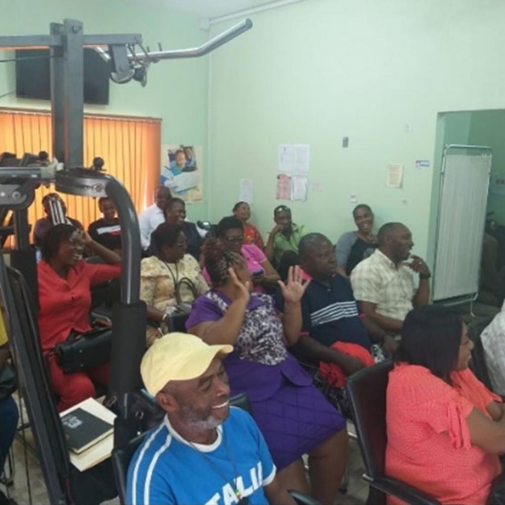 Photograph showing a celebration held in Jamaica to mark World PT Day 2019