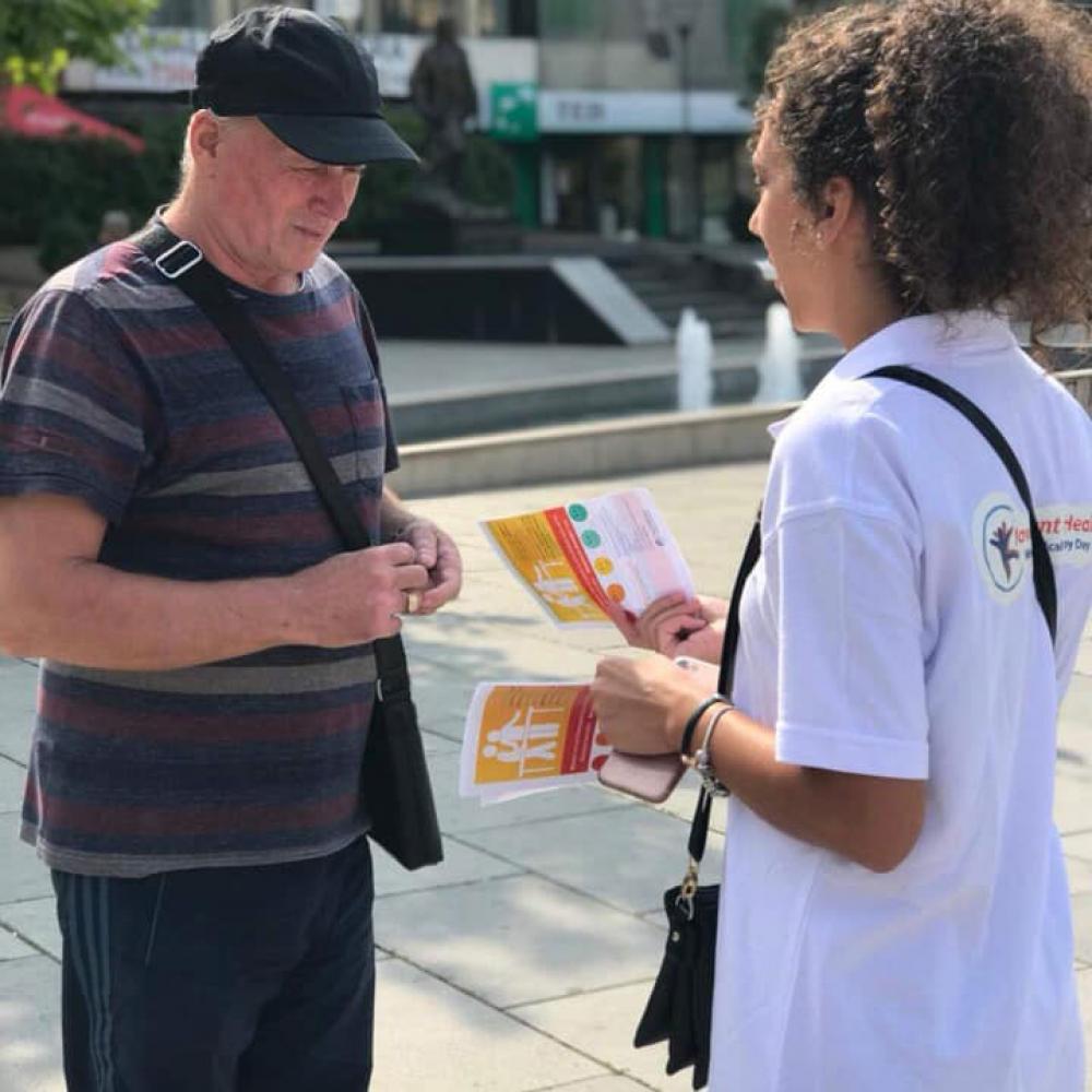 Photograph showing a celebration held in Kosovo to mark World PT Day 2019