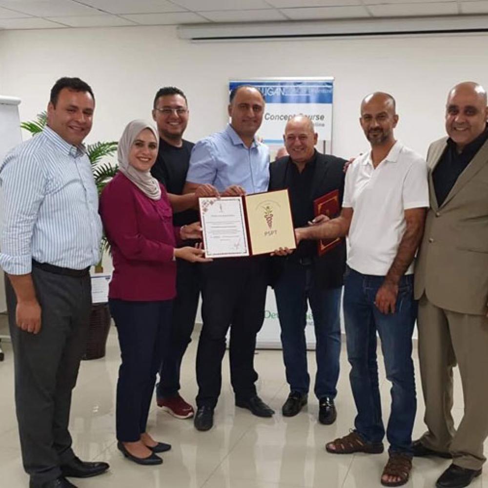 Photograph showing a celebration held in Palestine to mark World PT Day 2019