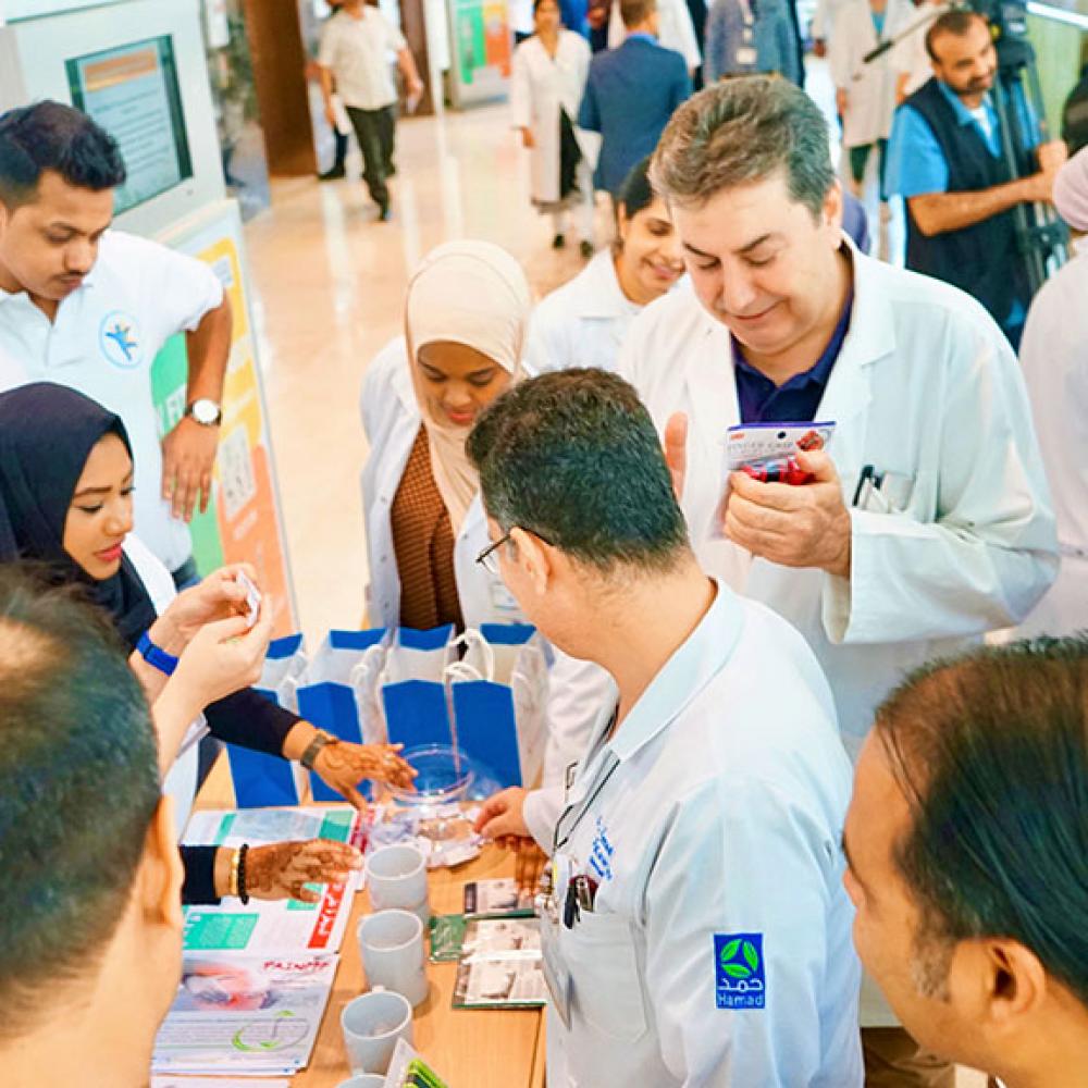 Photograph showing a celebration held in Qatar to mark World PT Day 2019