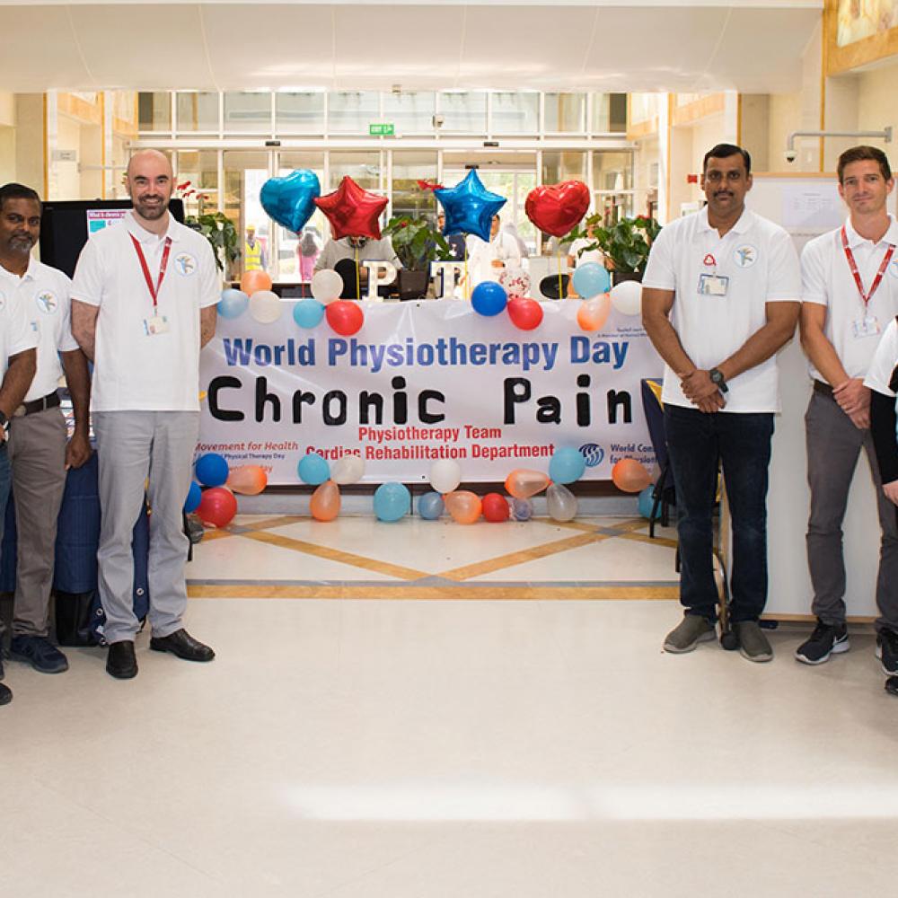 Photograph showing a celebration held in Qatar to mark World PT Day 2019