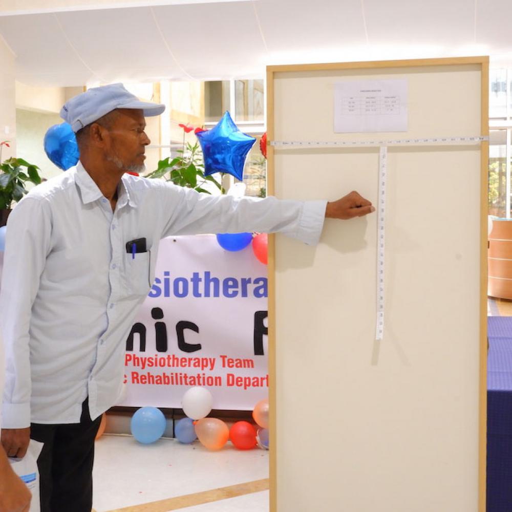 Photograph showing a celebration held in Qatar to mark World PT Day 2019