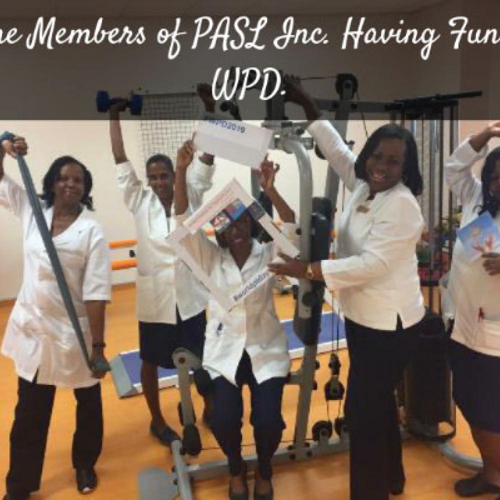 Photograph showing a celebration held in St Lucia to mark World PT Day 2019