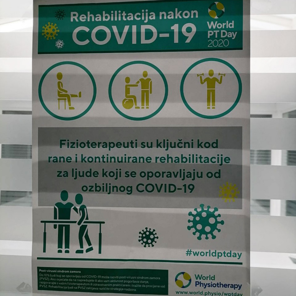 Photograph of World PT Day 2020 materials on display in Bosnia and Herzegovina