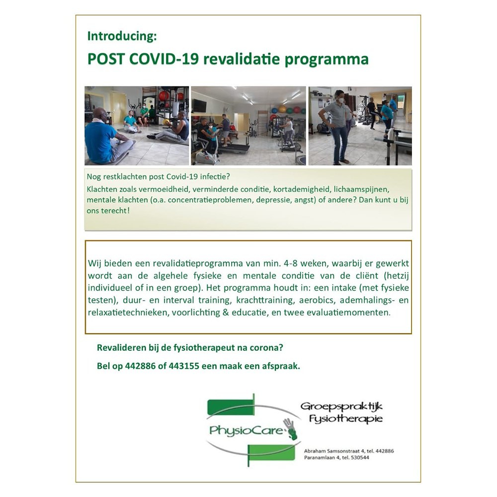Leaflet showing activities held by PhysioCare Suriname for World PT Day 2021