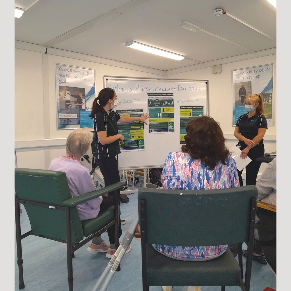 Photo of physiotherapists at National Orthopaedic Hospital Cappagh in Ireland marking World PT Day 2022