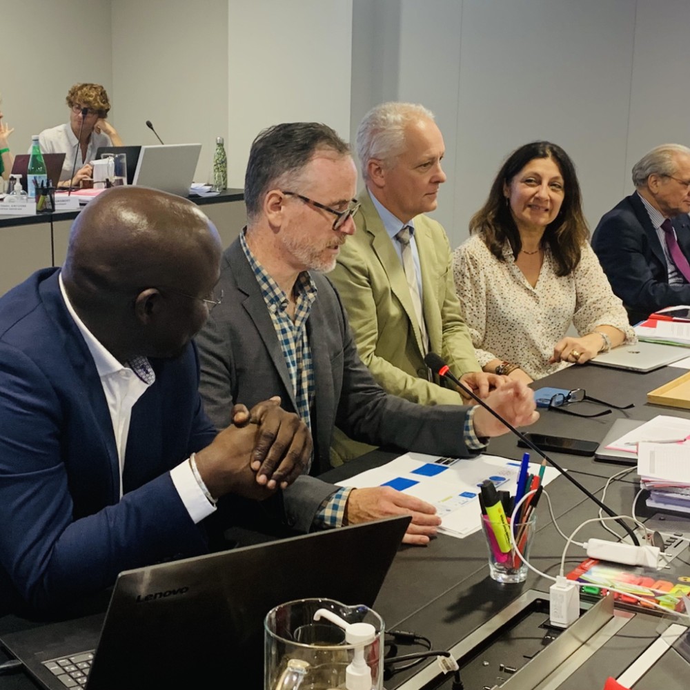 Sidy Dieye, Jonathon Kruger, Jean-Francois Dumas, Pascale Mathieu beim CNOMK-Treffen im Juni 2023